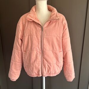 Popsugar Pink Quilted Zip-Up Jacket Size L